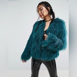 ASOS Mongolian Fur Jacket, Xsmall
